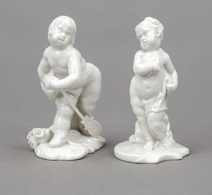 2尊雕像，宁芬堡，20世纪，第一期，白色，高约11厘米