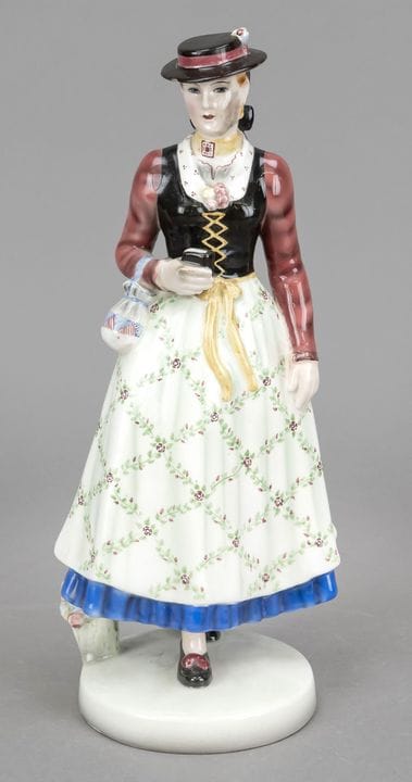 身着传统服饰的站立女子，戈德施艾德（Godscheider），约1940年，归因于约瑟夫·洛伦茨尔（
