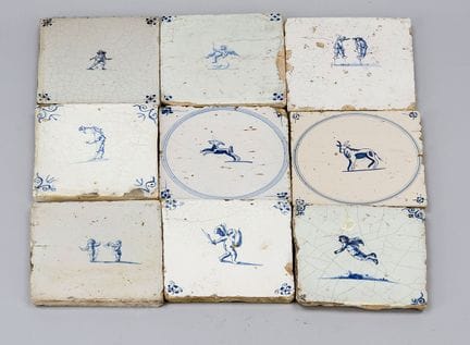 Conjunto de 17 azulejos, Holanda, siglos XVIII y X