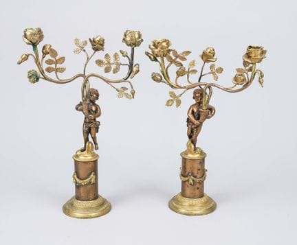 Paire de chandeliers figuratifs, XIXe siècle, bron