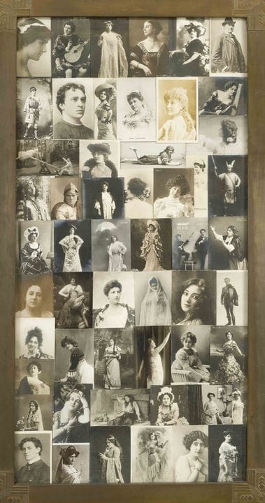 Cadre Art déco avec cartes postales, années 1920, 