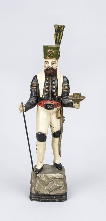 Lustre de mineur, XIXe siècle, en métal coulé, déc