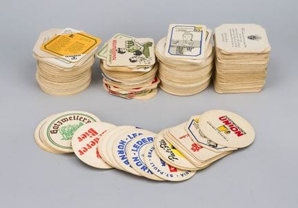 Very large collection of beer coasters, 20th centu