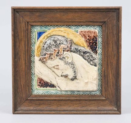 Panneau en faïence, relief en céramique, représent
