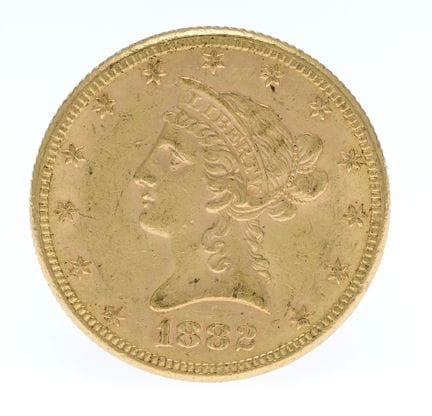 Pièce d'or de 1882, 10 dollars, Liberty, 900/000, 
