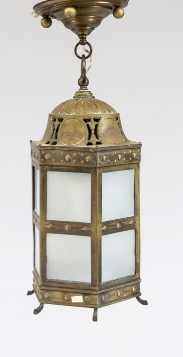 Lanterne de plafond, fin du XIXe siècle, laiton/cu