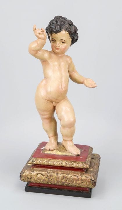 Stehender Putto, Spanien w. 18. Jh., Holz geschnit
