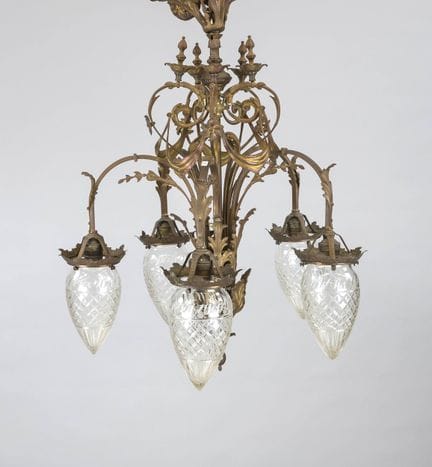 Lampe suspendue, fin du XIXe siècle, en laiton ave