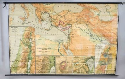 Large school map, mid-20th century, depicting “Pal