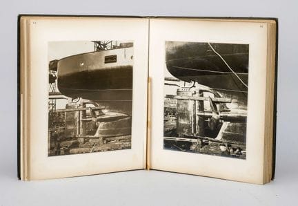 Photo album on shipbuilding and shipyards, circa 1