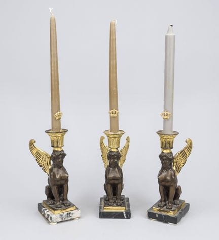 3 candelabros figurativos, de mediados del siglo X