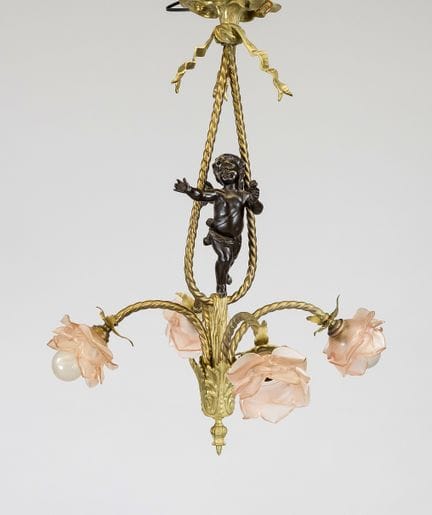 Lampe suspendue, fin du XIXe siècle, bronze/laiton
