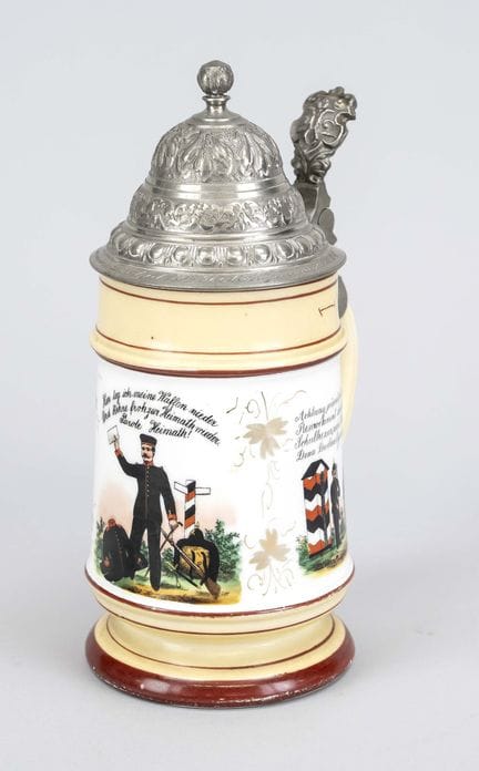 Cruche de réserviste, fin du XIXe siècle, grès ave