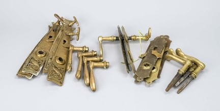 5 door sets, circa 1900. 4 x door panels and 4 han