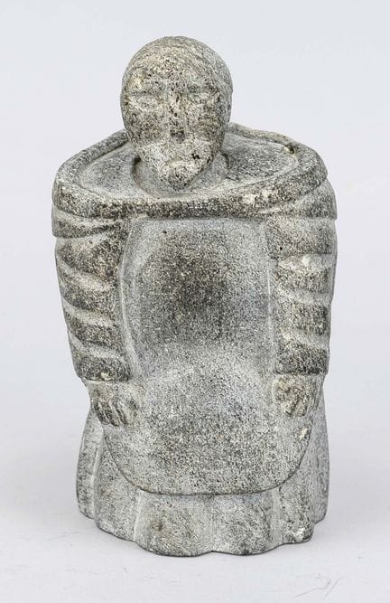 Speckstein-Figur der Inuit, 20. Jh. Stehender Mann