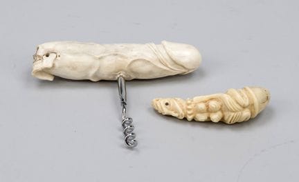 2 Phallic Objects, 20th century. 1 x corkscrew, ha