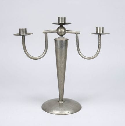 Art Deco pewter candlestick, Germany, circa 1930. 