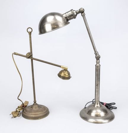 2 lampes de table, XXe siècle, 1 x métal chromé/ni