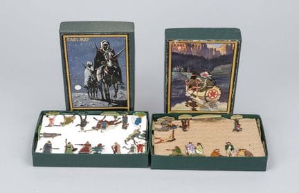 Assortment of pewter figurines based on Karl May, 