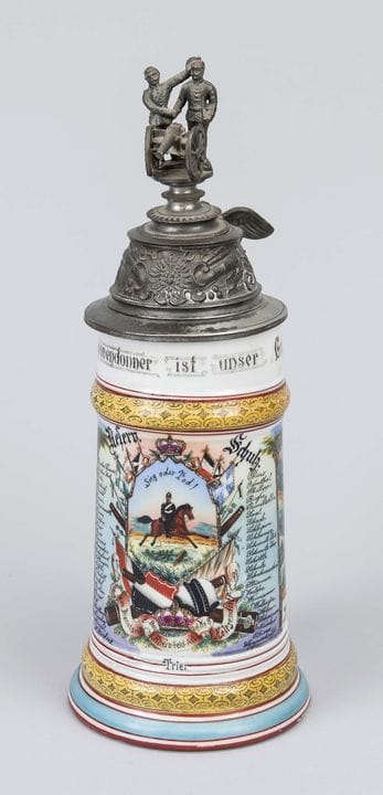 Jarra de reservista con litofanía, hacia 1900, de 