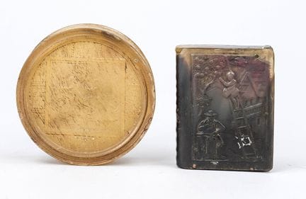 Lata redonda y caja de cerillas, siglo XIX. Caja d