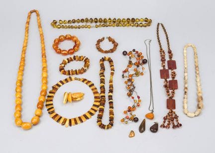Traditional amber jewelry, 20th century. Necklaces