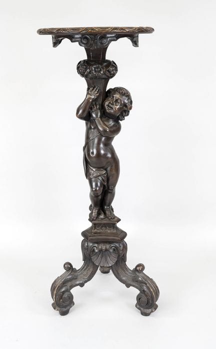 Grande colonne florale avec putto, XIXe siècle, bo