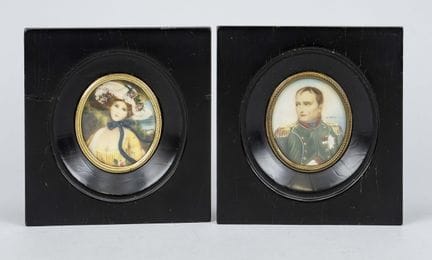 2 miniatures, XIXe/XXe siècles, peinture fine poly