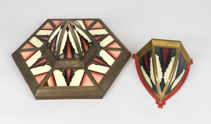 Plafonnier et applique Art déco, années 1930, cuiv