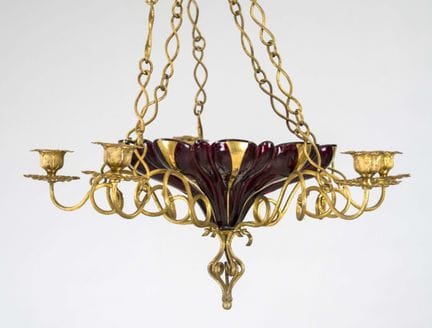 Lustre de plafond, fin du XIXe siècle, laiton doré