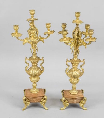 Paire de chandeliers, fin du XIXe siècle, bronze d