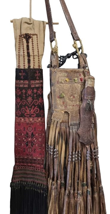 2 x saddle coverings or saddlebags, ca. 1900. 1 x 