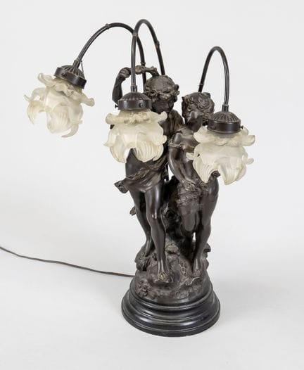 Lampe de table figurative, XXe siècle, métal moulé