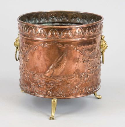 Chaudron/cache-pot en cuivre, Pays-Bas, XIXe siècl