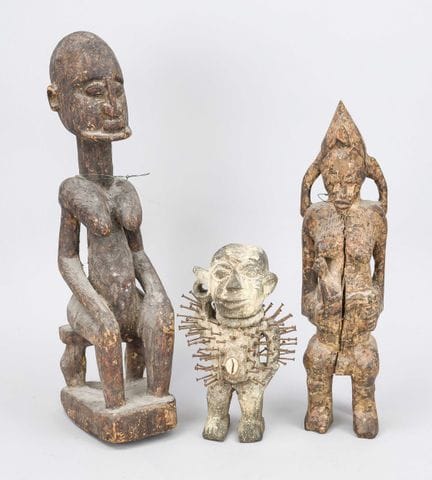 3 Ahnen- bzw. Fetischfiguren, Afrika 19./20. Jh., 