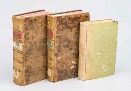 3册书，18世纪，2卷本《巴伐利亚史：献给青年与民众》，慕尼黑，1785年。 皮革装帧，带有凹印花纹