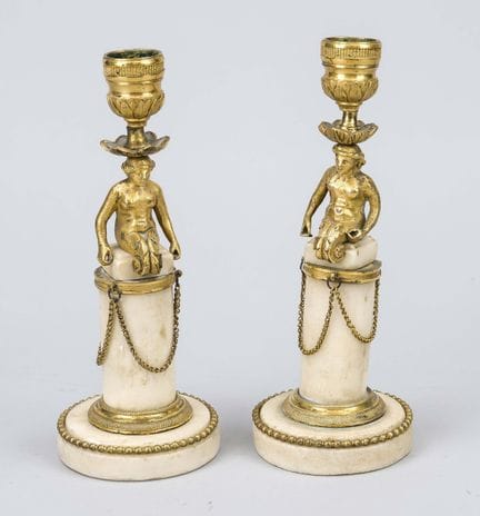 Paire de chandeliers en forme de cariatides, XIXe 