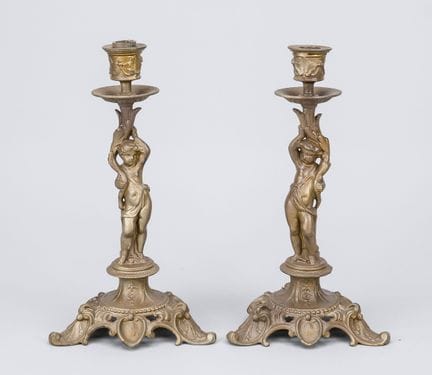 Paire de bougeoirs figuratifs, XIXe/XXe siècles, f
