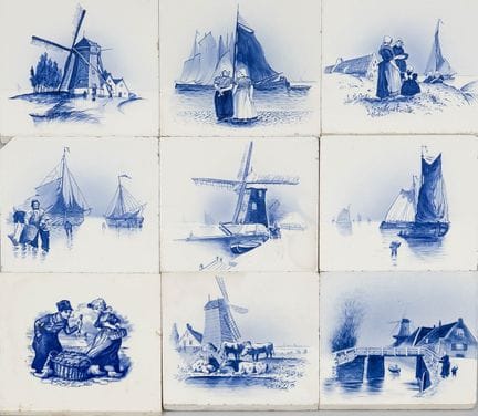2 x 10 azulejos, Holanda, siglos XIX-XX, cerámica 