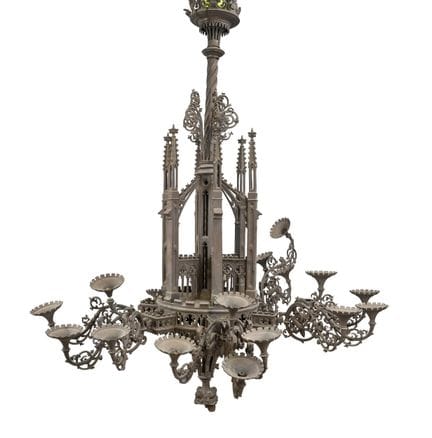 Lustre de plafond somptueux de style néogothique, 