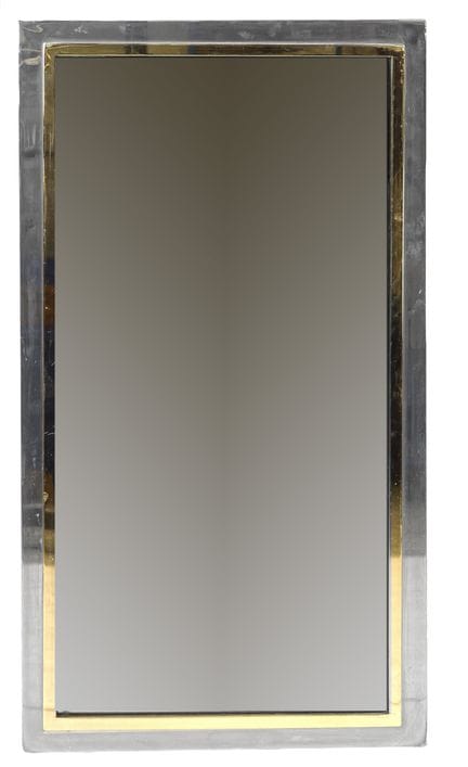 Espejo de pared, siglo XX, marco metálico, cristal