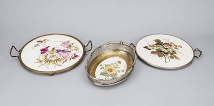 Coupe en osier et 2 plateaux à gâteaux, 1re moitié
