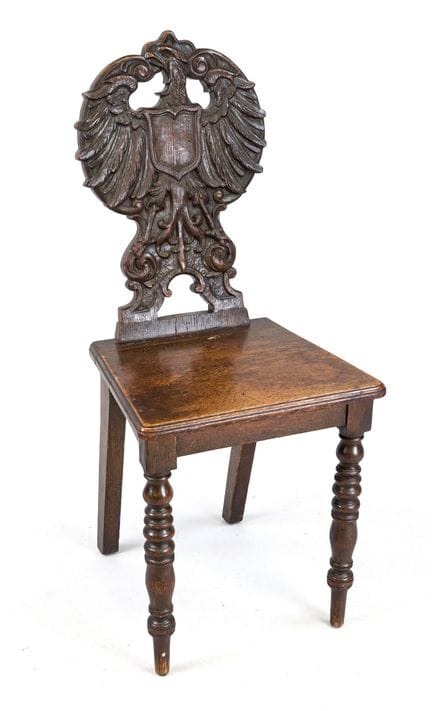 Chaise à dossier droit, XIXe siècle, chêne. Dossie