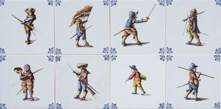 10 azulejos, Holanda, siglo XX, policromados, de d