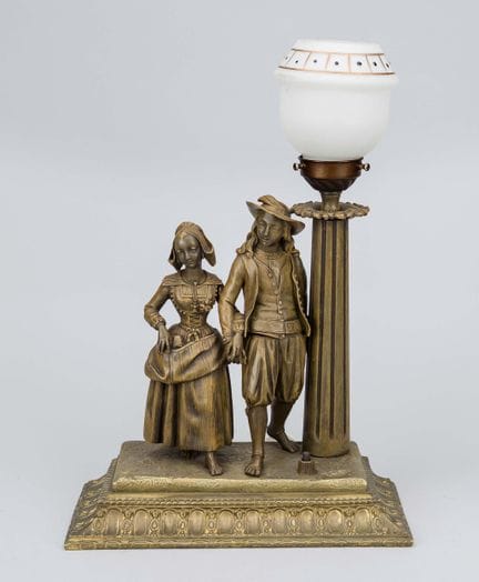 Lampe figurative, 1re moitié du XXe siècle, métal 