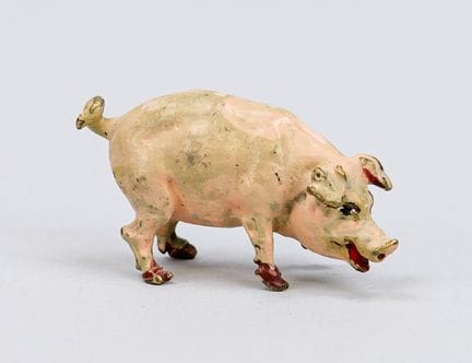 Bronze viennois, XXe siècle, cochon, bronze polych