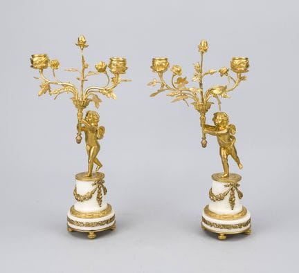 Paire de chandeliers figuratifs, XIXe siècle, en m