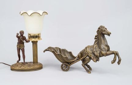 Lampe figurative et centre de table, XXe siècle, m