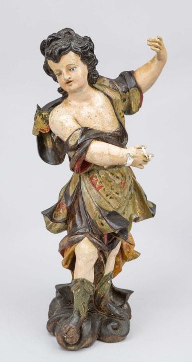 Ange sur un socle en forme de nuage, de style baro