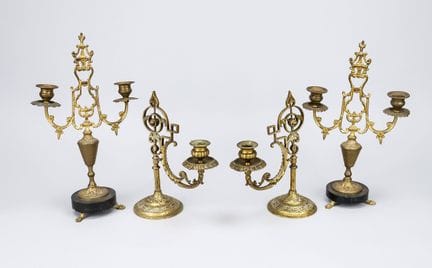 2 paires de chandeliers, fin du XIXe siècle, laito